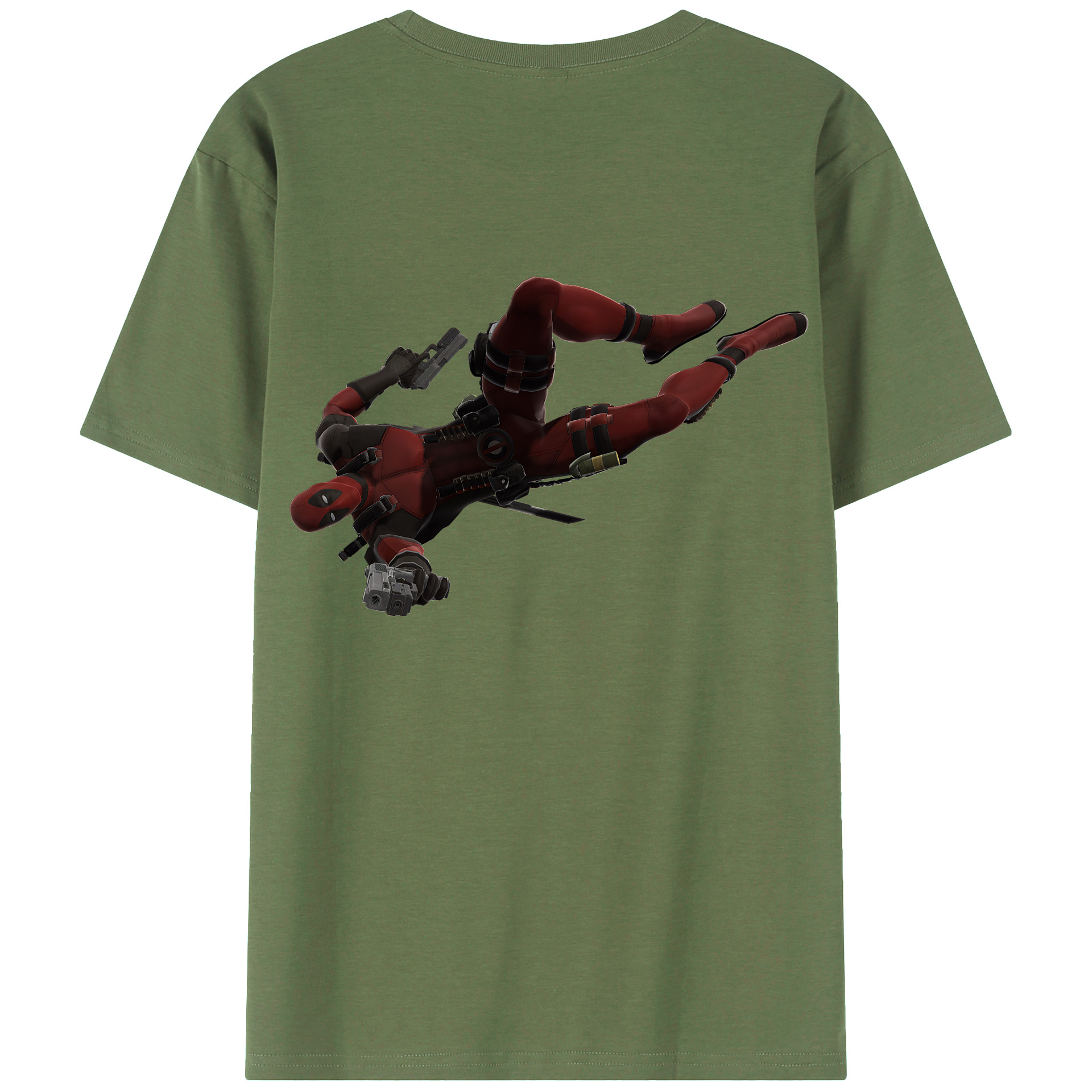 （画像用） Deadpool デッドプール 綿100％ メンズ半袖Tシャツ（バックプリント） 通気性